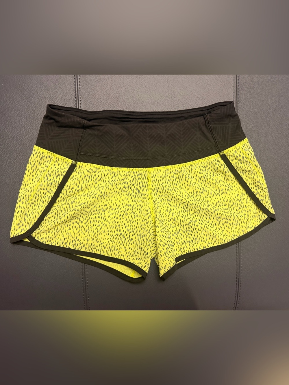 lululemon shorts.  Neon Yellow and Black Running Shorts